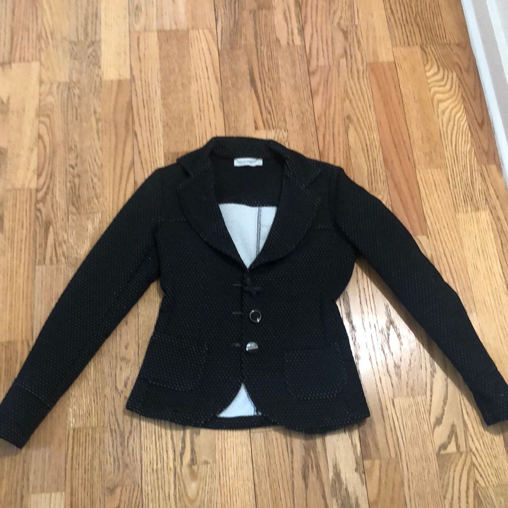 Fitted Italian Black Patterned Blazer
